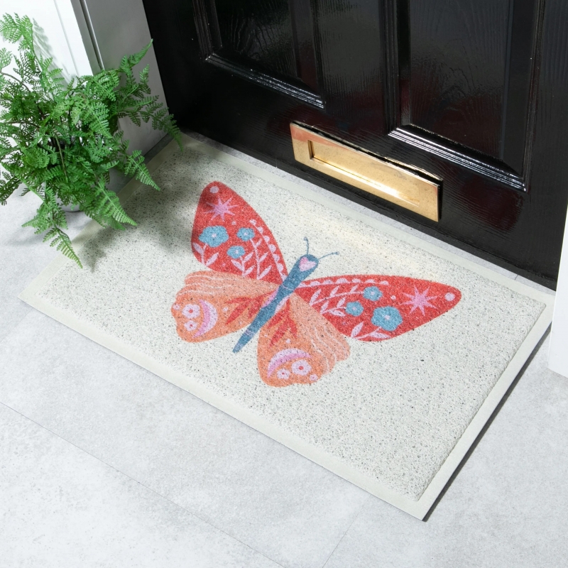 Artsy Mats - Χαλάκι Εισόδου Orange Flower Butterfly 70x40cm
