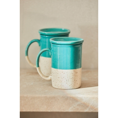 Calma House - Κεραμική Κούπα Με Καπάκι Chai Turqoise