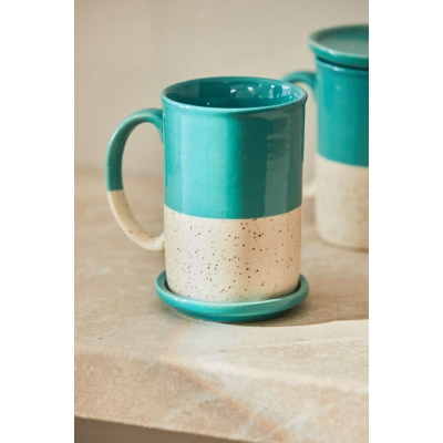 Calma House - Κεραμική Κούπα Με Καπάκι Chai Turqoise