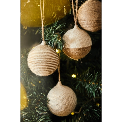 Calma House - Σετ 4 Χριστουγεννιάτικες Μπάλες Ural Natural