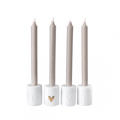 Raeder - Σετ 4 Πορσελάνινα Κηροπήγια Love Gold Raeder - Σετ 4 Πορσελάνινα Κηροπήγια Love Gold