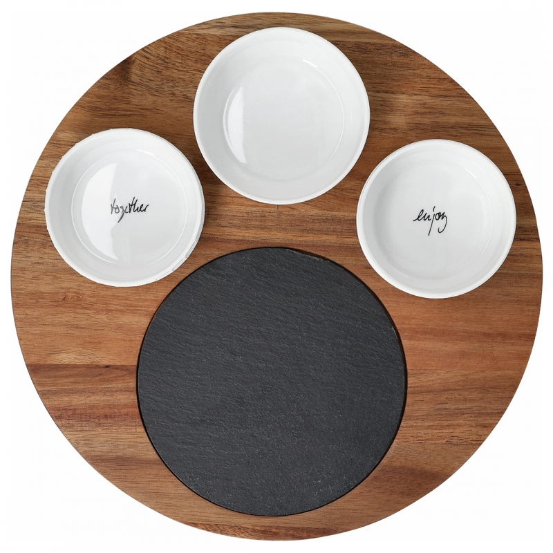 Raeder - Snacks & Nibbles. Στρογγυλός Δίσκος Σερβιρίσματος Με 3 Μπολ Together Raeder - Snacks & Nibbles. Στρογγυλός Δίσκος Σερβιρίσματος Με 3 Μπολ Together