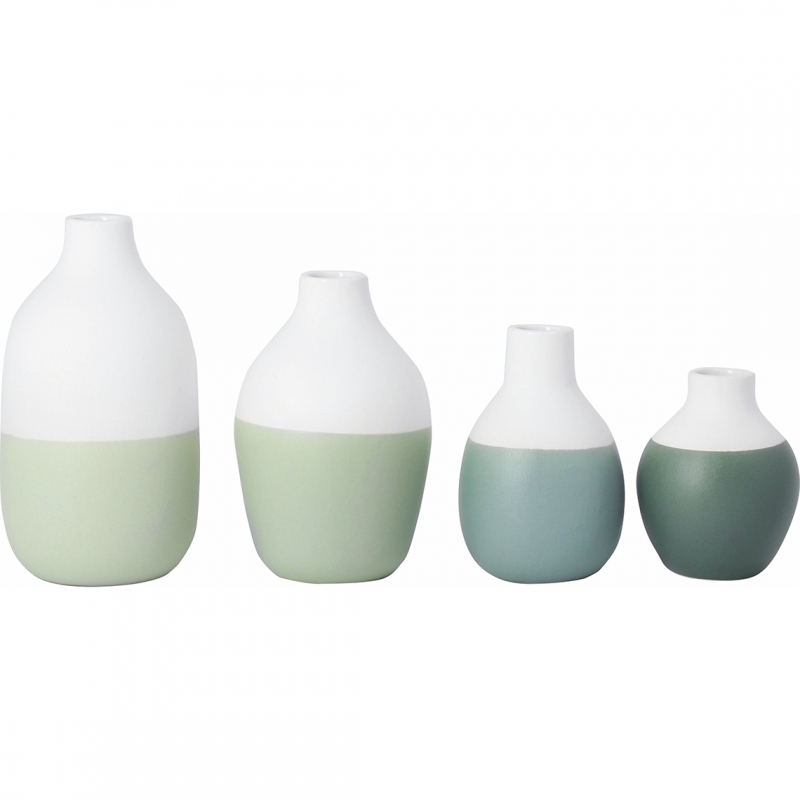 Raeder - Σετ 4 τμχ Βάζα Πορσελάνης Mini Bottles Green