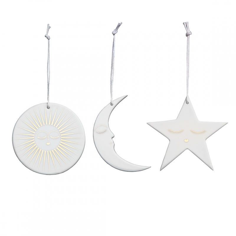 Trevoly by Raeder - Σετ 3 Πορσελάνινα Στολίδια Sun Moon Star Trevoly by Raeder - Σετ 3 Πορσελάνινα Στολίδια Sun Moon Star