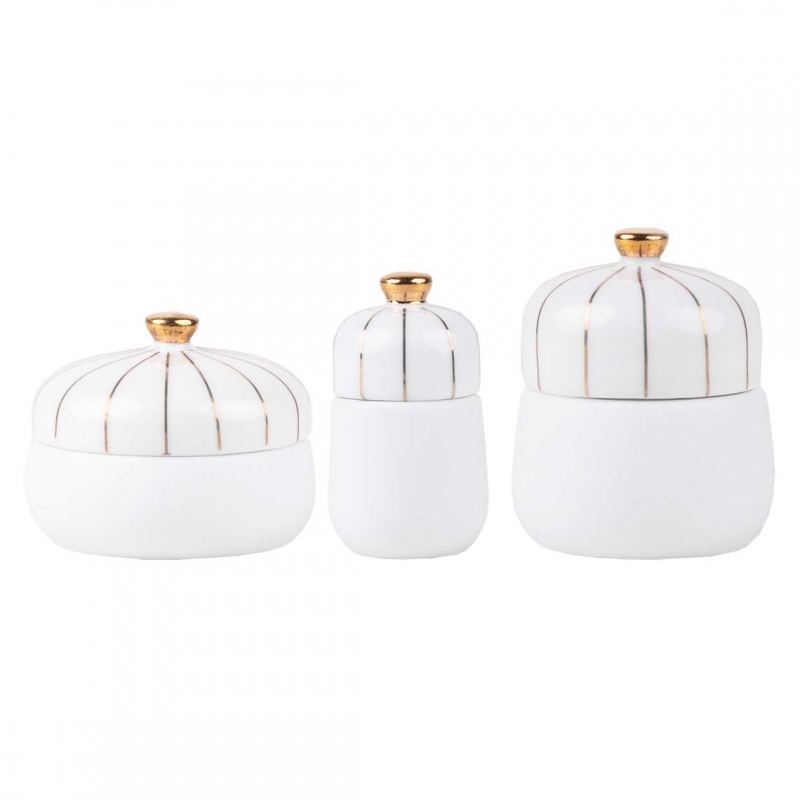 Raeder - Σετ 3 Μίνι Πορσελάνινα Κουτάκια Gold Heart