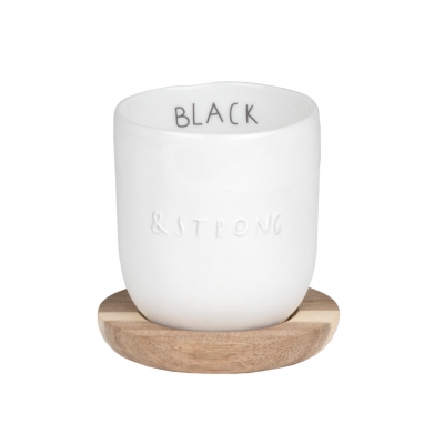 Raeder - Good morning. Πορσελάνινη Κούπα Με Ξύλινη Βάση Black & Strong