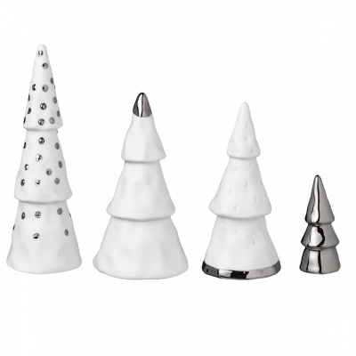 Raeder - Σετ 4 Πορσελάνινα Δεντράκια Winter Forest Silver