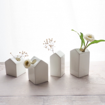 Raeder - Μίνι Βάζα Πορσελάνης Σπιτάκια Σετ 4 τμχ