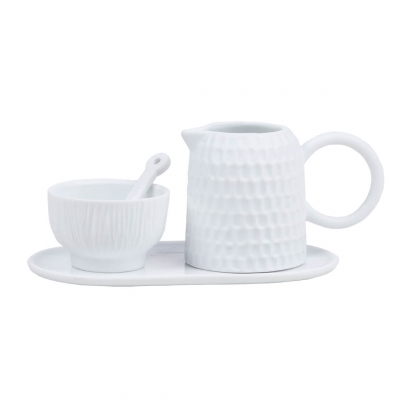 Raeder - Πορσελάνινο Σετ Με Βάση για Γάλα & Ζάχαρη "Mix & Match" White