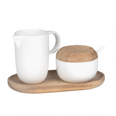 Raeder - Πορσελάνινο Σετ Με Ξύλινη Βάση Για Γάλα & Ζάχαρη "Guten Morgen"
