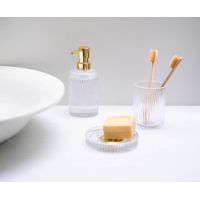 Andrea House - Ποτηράκι Για Οδοντόβουρτσες Stripes Gold Classic Andrea House - Ποτηράκι Για Οδοντόβουρτσες Stripes Gold Classic