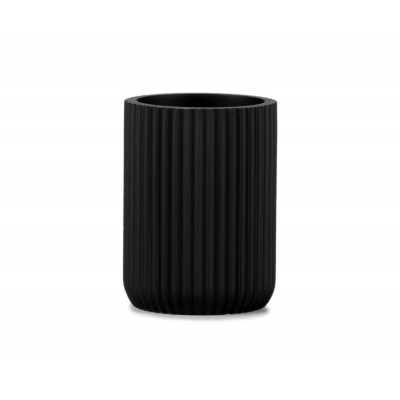 Andrea House - Ποτηράκι Για Οδοντόβουρτσες Black Resin Stripes