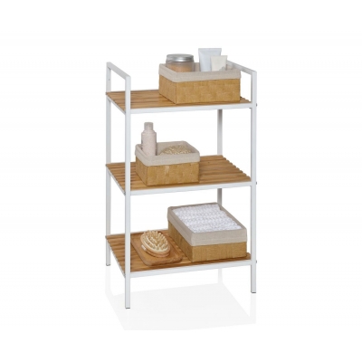 Andrea House - Ραφιέρα Μπάνιου 3 Επιπέδων White Metal/Bamboo Andrea House - Ραφιέρα Μπάνιου 3 Επιπέδων White Metal/Bamboo