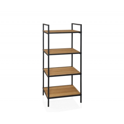 Andrea House - Ραφιέρα Μπάνιου 4 Επιπέδων Black Metal/Bamboo