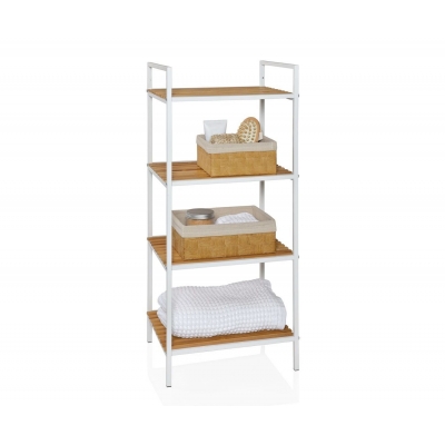 Andrea House - Ραφιέρα Μπάνιου 4 Επιπέδων White Metal/Bamboo