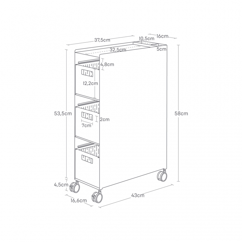 Yamazaki - Τροχήλατο Καλάθι Αποθηκέυσης 3 Επιπέδων Tower BK Yamazaki - Τροχήλατο Καλάθι Αποθηκέυσης 3 Επιπέδων Tower BK