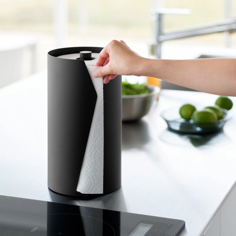 Yamazaki - Θήκη Για Χαρτί Κουζίνας Round Tower BK Yamazaki - Θήκη Για Χαρτί Κουζίνας Round Tower BK