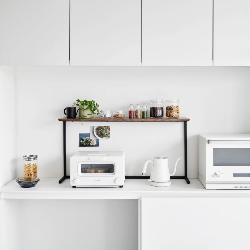 Yamazaki - Ράφι Πάγκου Κουζίνας Με Ξύλινη Επιφάνεια Tower BK