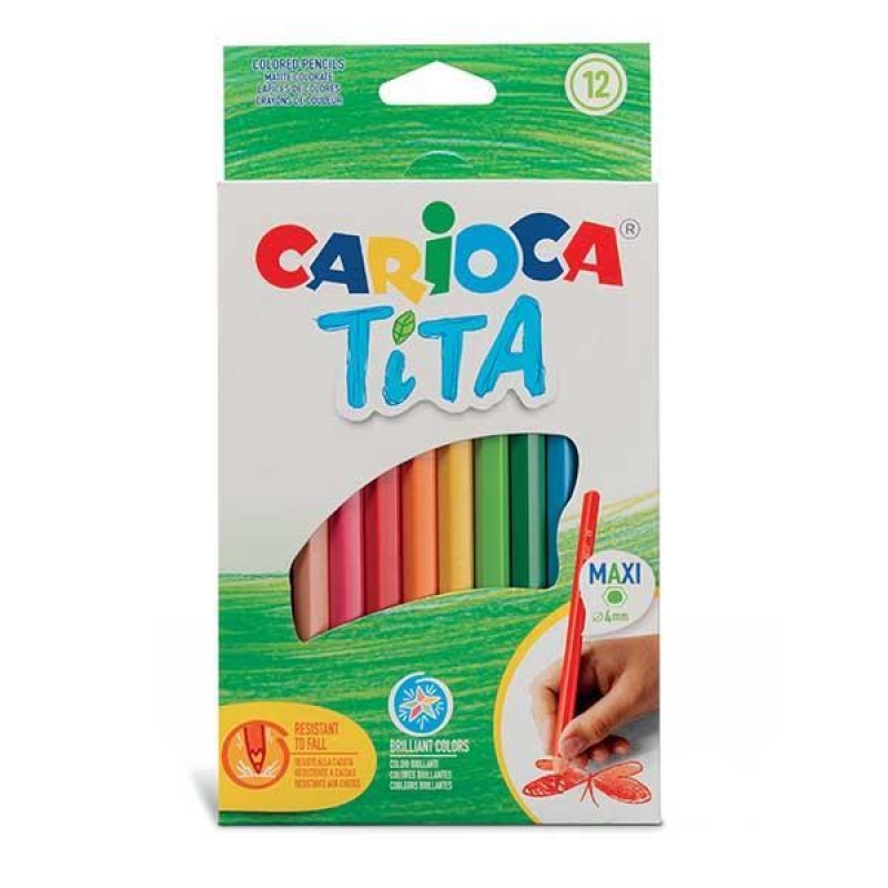 Carioca Tita Erasable maxi ξυλομπογιές με 12 χρώματα Carioca Tita Erasable maxi ξυλομπογιές με 12 χρώματα