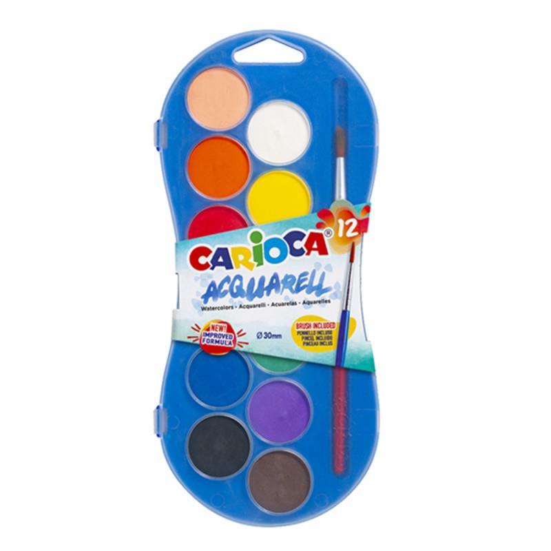 Carioca νερομπογιές 12χρωμάτων των 12ml με πινέλο Carioca νερομπογιές 12χρωμάτων των 12ml με πινέλο