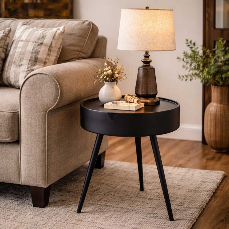 Τραπεζάκι - κομοδίνο με αποθηκευτικό χώρο Nextdeco μαύρο Υ54xØ40,5εκ. Τραπεζάκι - κομοδίνο με αποθηκευτικό χώρο Nextdeco μαύρο Υ54xØ40,5εκ.