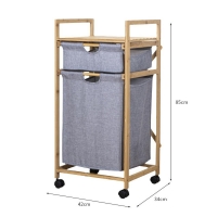 Καλάθι απλύτων διπλό Nextdeco μπαμπού Υ85x42x34εκ.