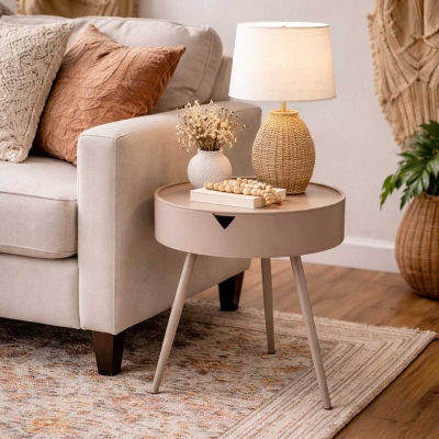 Τραπεζάκι - κομοδίνο με αποθηκευτικό χώρο Nextdeco καφέ Υ54xØ40,5εκ.