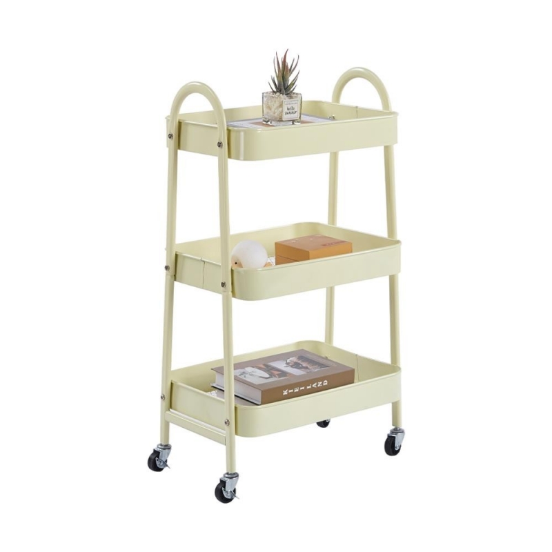 Τρόλεϊ- καλάθι Υ75x42,5x29,5εκ. με 3 θήκες αποθήκευσης κίτρινο