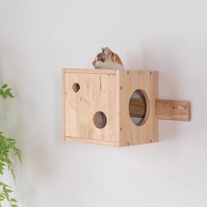 Σπιτάκι γάτας Nextdeco Natural μασίφ ξύλο Υ30x60x27εκ.