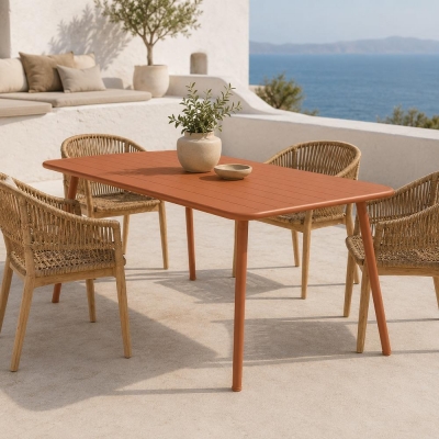 Τραπέζι Nextdeco μεταλλικό πορτοκαλί 140x70xΥ75εκ.