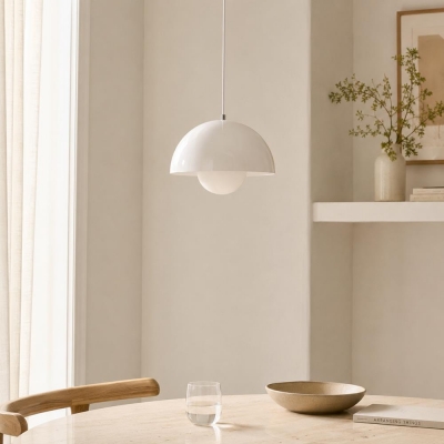 Φωτιστικό οροφής κρεμαστό Nextdeco μεταλλικό και ακρυλικό λευκό Φ23εκ.