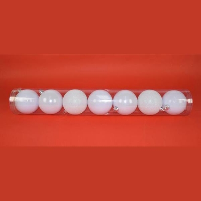 Χριστουγεννιάτικες μπάλες πλαστικές λευκές κοκτέηλ 7τεμ., Ø8εκ.