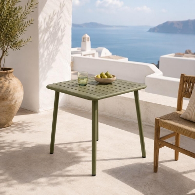 Τραπέζι Nextdeco μεταλλικό πράσινο 70x70xΥ75εκ.