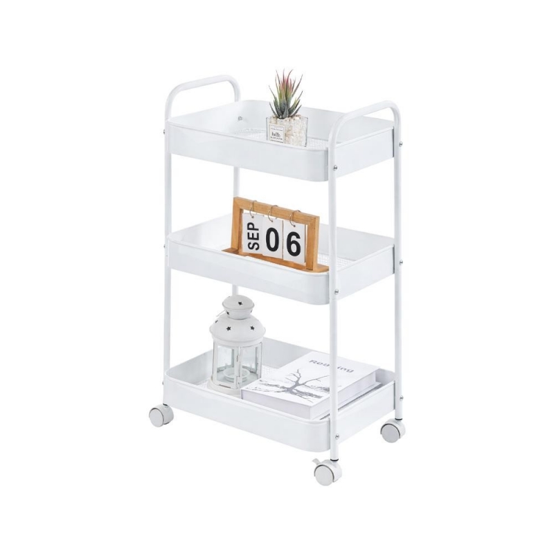 Τρόλεϊ- καλάθι Υ70.5x43x30εκ. μεταλλικό με 3 θήκες αποθήκευσης λευκό Τρόλεϊ- καλάθι Υ70.5x43x30εκ. μεταλλικό με 3 θήκες αποθήκευσης λευκό