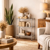 Ραφιέρα inox Nextdeco 3 επίπεδα ρυθμιζόμενη ασημί Υ80×45×30εκ.