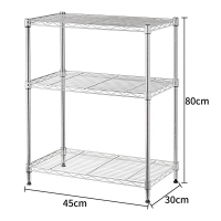 Ραφιέρα inox Nextdeco 3 επίπεδα ρυθμιζόμενη ασημί Υ80×45×30εκ.