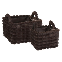 Καλάθια υφασμάτινα σετ 2τμχ καφέ λωρίδες Καλάθια υφασμάτινα σετ 2τμχ καφέ λωρίδες