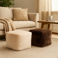 Πουφ γούνινη υφή εκρού Y30x40x40εκ. Πουφ γούνινη υφή εκρού Y30x40x40εκ.