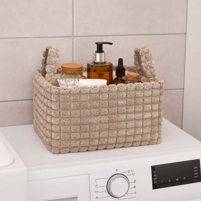 Καλάθια υφασμάτινα σετ 2τμχ μπεζ κύβοι