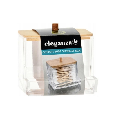 Θήκη για μπατονέτες ακρυλική διάφανη με καπάκι απο bamboo Y8,8x8,7x7,5εκ.