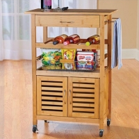 Τρόλεϊ κουζίνας με ντουλάπι μπαμπού Υ88x60x36xεκ. Τρόλεϊ κουζίνας με ντουλάπι μπαμπού Υ88x60x36xεκ.