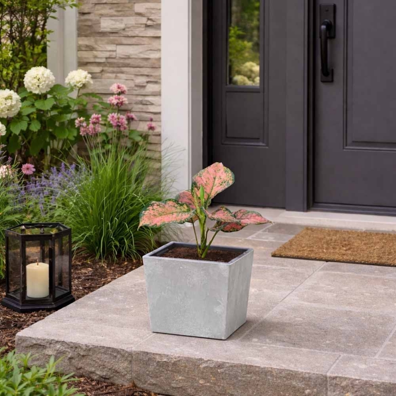 Γλάστρα - κασπώ Urbi beton effect γκρι Y23,5x24x24εκ.