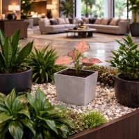 Γλάστρα - κασπώ Urbi beton effect γκρι Y23,5x24x24εκ.