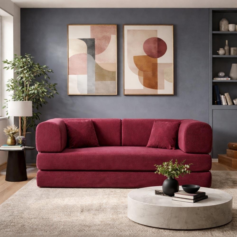 Compressed Nextdeco καναπές-κρεβάτι μπορντώ 200x100x75εκ. Compressed Nextdeco καναπές-κρεβάτι μπορντώ 200x100x75εκ.