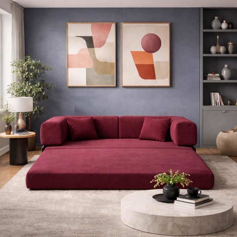 Compressed Nextdeco καναπές-κρεβάτι μπορντώ 200x100x75εκ. Compressed Nextdeco καναπές-κρεβάτι μπορντώ 200x100x75εκ.