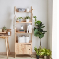 Ραφιέρα με ντουλάπι Nextdeco Natural μασίφ ξύλο Y180x60x38εκ.