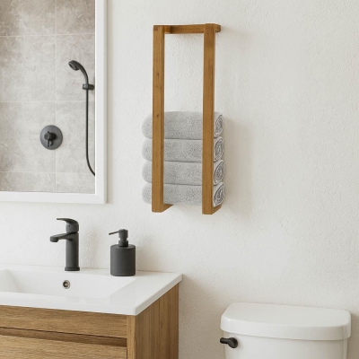 Κρεμάστρα πετσετών Nextdeco μασίφ ξύλο teak Υ65×20×15εκ.