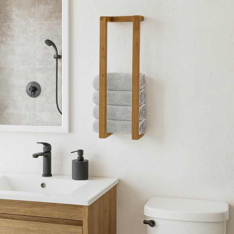 Κρεμάστρα πετσετών Nextdeco μασίφ ξύλο teak Υ65×20×15εκ.