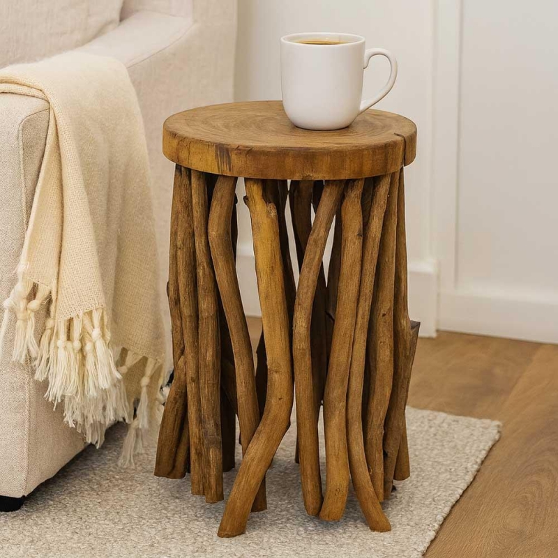 Τραπεζάκι Nextdeco Tribeca ανακυκλωμένο ξύλο teak Ø30x45εκ.