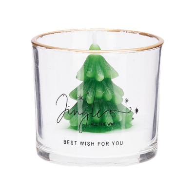 Αρωματικό κερί γυάλινο ποτήρι με χρυσό περίγραμμα Έλατο 8×7,5εκ Αρωματικό κερί γυάλινο ποτήρι με χρυσό περίγραμμα Έλατο 8×7,5εκ